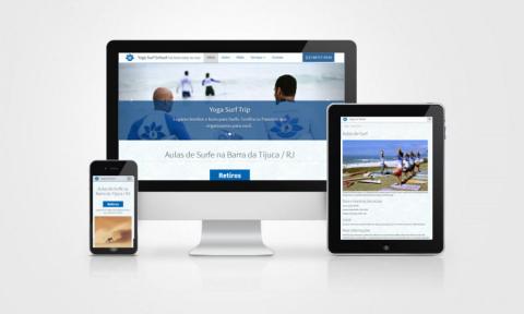 Site da Yoga Surf School em diversos formatos de tela